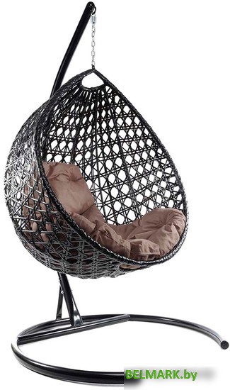 Подвесное кресло M-Group Капля Люкс 11030405 (черный ротанг/коричневая подушка) - фото2