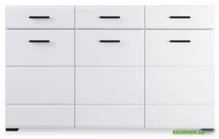 Тумба Империал Йорк 3д3ящ (белый жемчуг-белый глянец) - фото