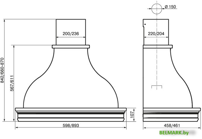 Кухонная вытяжка Elikor Аркада Валенсия 90П-650-П3Д (белый муар/дуб неокрашенный) (142677) - фото2