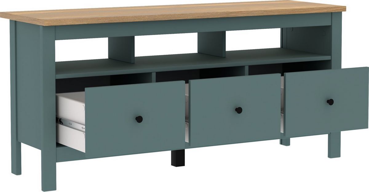 Тумба Mio Tesoro Сага 3 ящика 2.08.03.090.16 (темно-бирюзовый/ясень) - фото2