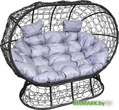 Садовый диван M-Group Лежебока 11190409 (на подставке с черным ротангом/серая подушка) - фото