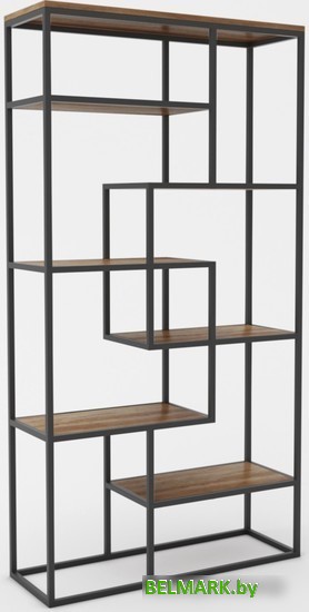 Стеллаж Hype Mebel Зиг-Заг-2 100x170 (черный/дуб галифакс олово) - фото