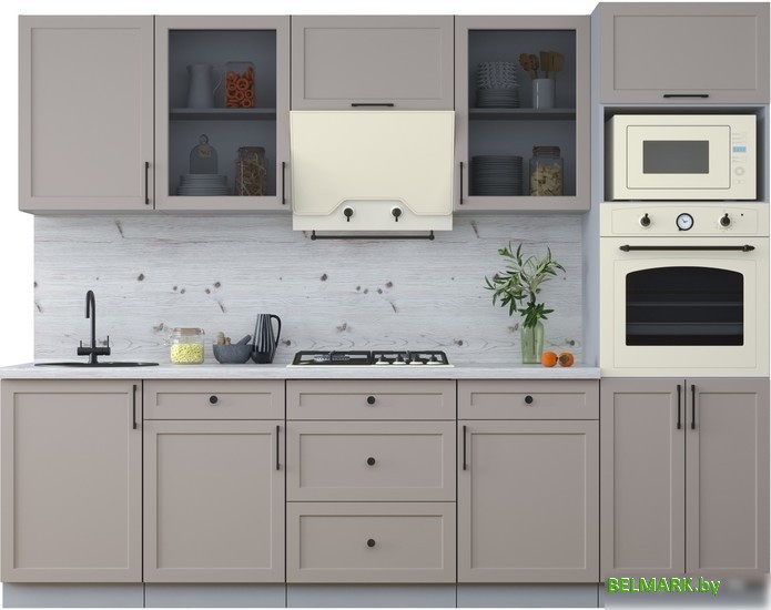 Готовая кухня Интерлиния Тренд 2.7В (луна/луна/бискайская сосна) - фото