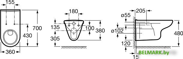 Унитаз подвесной Roca Access (346237000) (без сиденья) - фото2