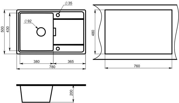 Кухонная мойка Granula 7804 (эспрессо) - фото2