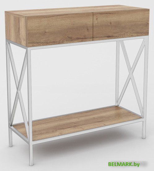 Консольный стол Hype Mebel Лесс 100x40 (белый/дуб галифакс натуральный) - фото