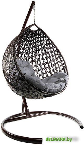 Подвесное кресло M-Group Капля Люкс 11030209 (коричневый ротанг/серая подушка) - фото2