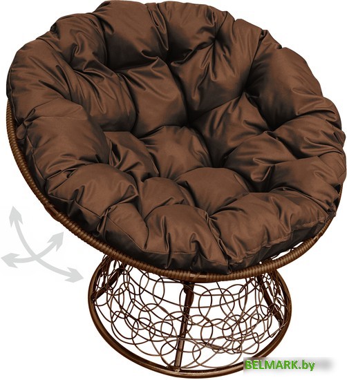 Кресло M-Group Папасан пружинка 12050205 (коричневый ротанг/коричневая подушка) - фото