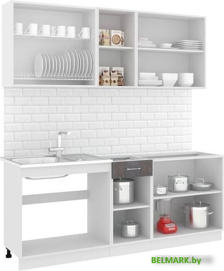 Готовая кухня Кортекс-мебель Корнелия Лира-лайт 2.0м без столешницы (капучино/оникс) - фото2