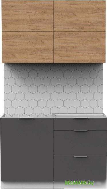 Готовая кухня Интермебель Микс Топ-31 1.2м без столешницы (дуб крафт золотой/графит серый) - фото