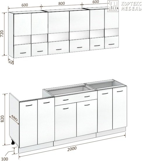 Кухня Кортекс-мебель Корнелия Экстра 2.0 без столешницы (дуб сонома/венге) - фото2