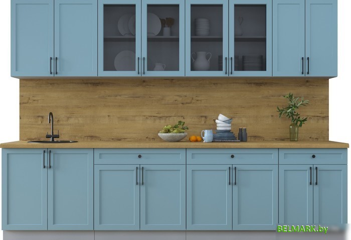 Готовая кухня Интерлиния Тренд 3.0А (океан/океан/дуб бунратти) - фото