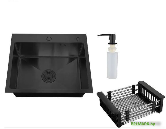 Кухонная мойка РМС MR-5050BL (с корзиной и дозатором) - фото2