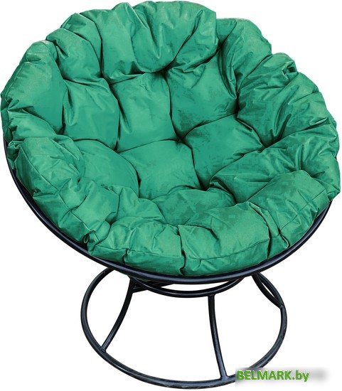 Кресло M-Group Папасан 12010404 (черный/зеленая подушка) - фото