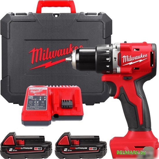 Ударная дрель-шуруповерт Milwaukee M18 M18BLPDRC-202C 4933492822 (с 2-мя АКБ 2 Ач, кейс) - фото