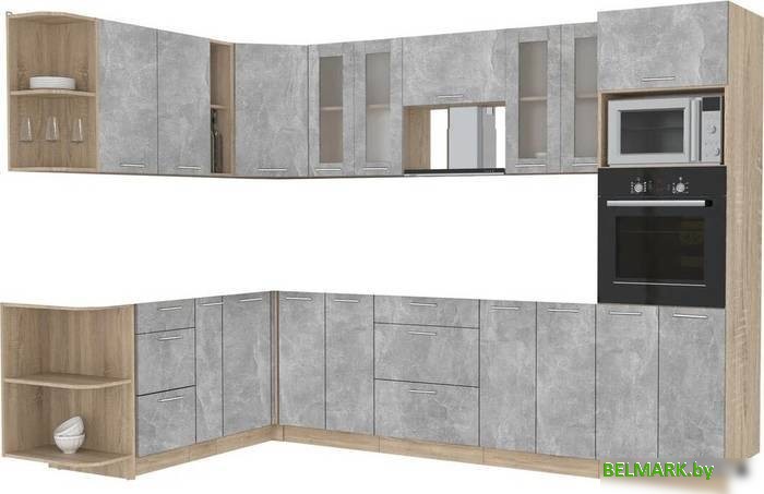 Готовая кухня Интерлиния Мила 1.88x3.0 левая без столешницы (бетон/бетон) - фото