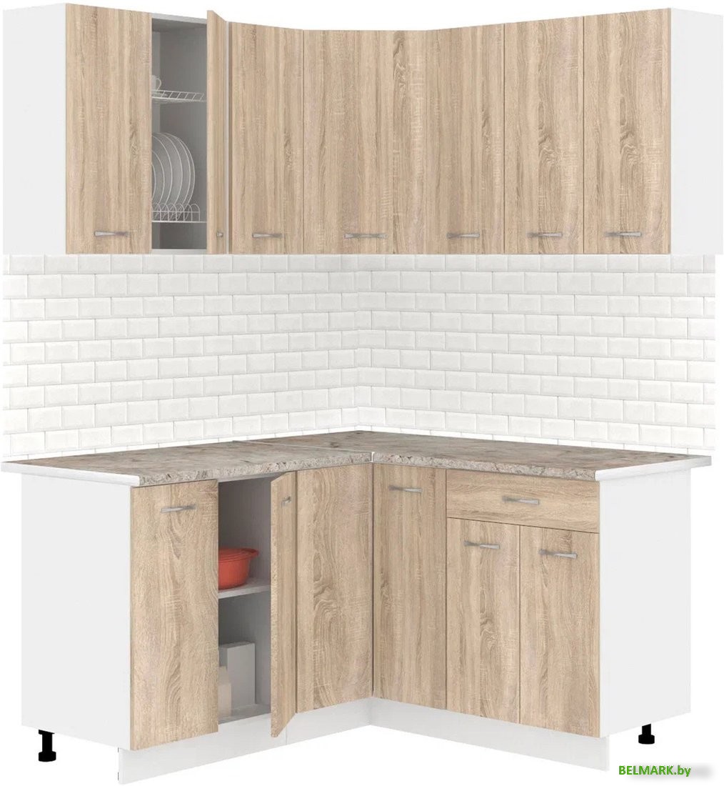 Готовая кухня Кортекс-мебель Корнелия Лира 1.5x1.5 (дуб сонома/марсель) - фото