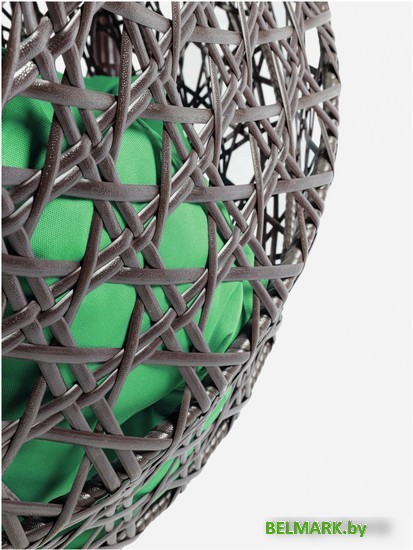 Подвесное кресло M-Group Для двоих Люкс 11510204 (коричневый ротанг/зеленая подушка) - фото2