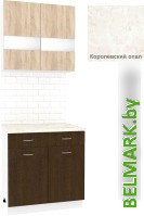 Готовая кухня Кортекс-мебель Корнелия Экстра 80р1ш (дуб сонома/венге/королевский опал) - фото