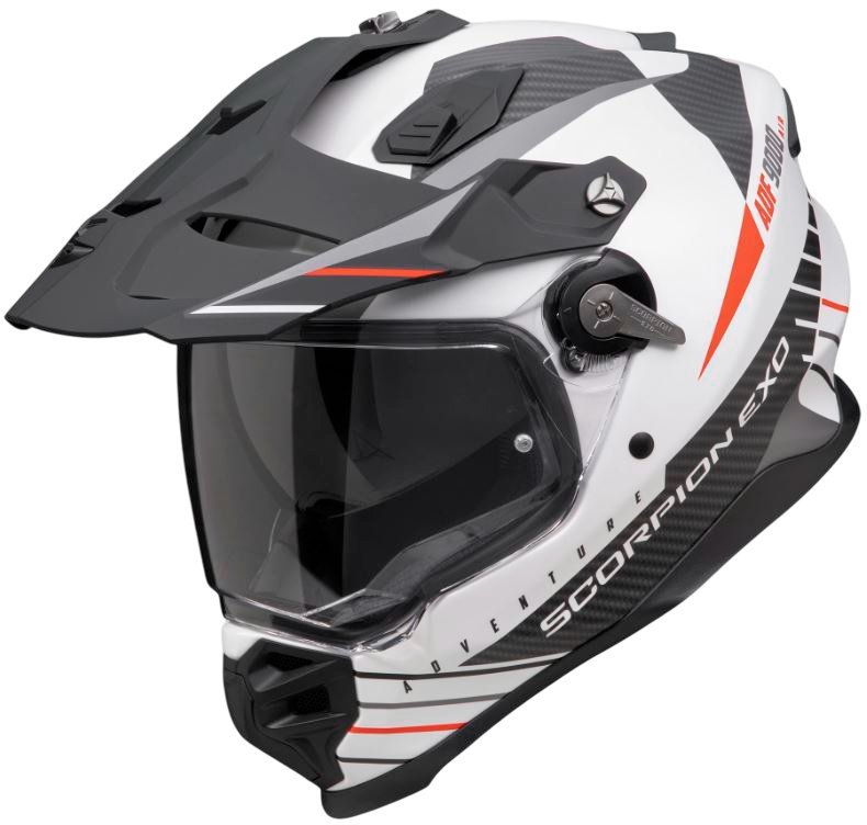 Мотошлем Scorpion Exo Adf-9000 Air Feat (р. 2XL, белый матовый/черный/красный) - фото