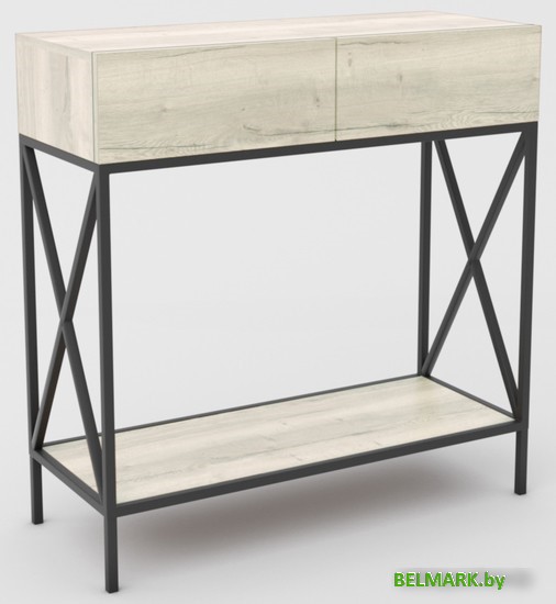 Консольный стол Hype Mebel Лесс 80x40 (черный/древесина белая) - фото