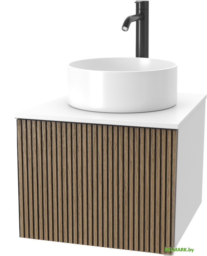 ЗОВ Тумба под умывальник Кито 50 K50LW0MRMC-LDSPWС0 (белый/тростник) - фото