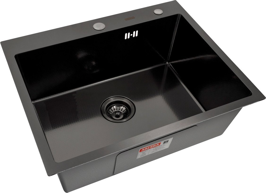 Кухонная мойка ARFEKA Eco AR 600*500 Black PVD Nano Decor Millet Grains - фото