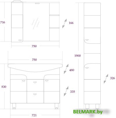 Onika Шкаф-пенал Стиль 30.10 У - фото2