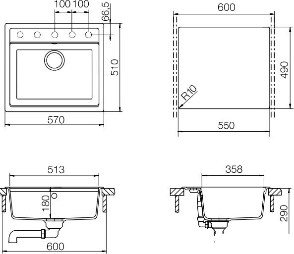Кухонная мойка Schock Vero 60 (N-100) Magma [700079] - фото2