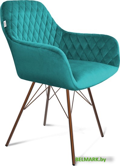 Стул с подлокотниками Sheffilton SHT-ST38/S37 (альпийский бирюзовый/медный металлик) - фото