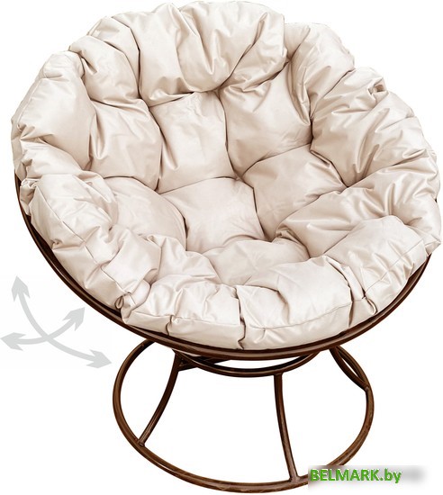 Кресло M-Group Папасан пружинка 12040201 (коричневый/бежевая подушка) - фото