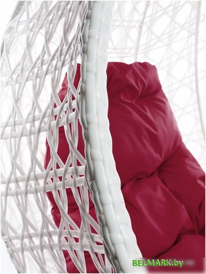 Подвесное кресло M-Group Для двоих Люкс 11510102 (белый ротанг/бордовая подушка) - фото2