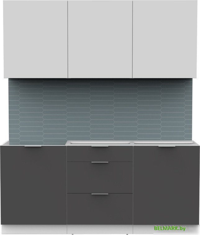 Готовая кухня Интермебель Микс Топ-4 1.8м без столешницы (белый премиум/графит серый) - фото