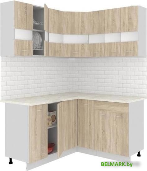Угловая кухня Кортекс-мебель Корнелия Экстра 1.5x1.5м (дуб сонома/марсель) - фото