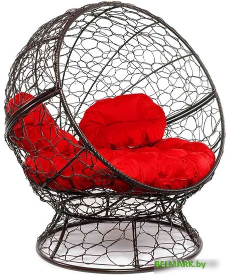 Кресло M-Group Апельсин 11520206 (коричневый ротанг/красная подушка) - фото