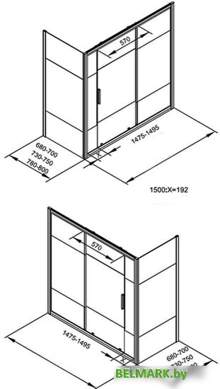 Душевая шторка Aquanet Practic AE10-B-160H150U-CP (прозрачное стекло) - фото2