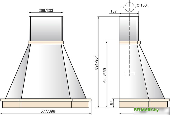 Кухонная вытяжка Elikor Камин Грань 90П-650-П3Л (бежевый/дуб неокрашенный) (840772) - фото2