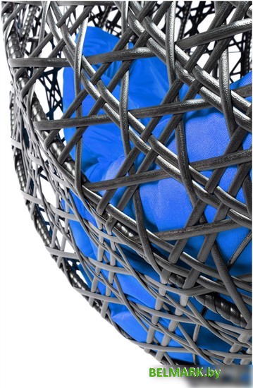 Подвесное кресло M-Group Для двоих Люкс 11510410 (черный ротанг/синяя подушка) - фото2