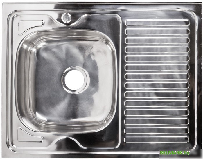 Кухонная мойка AKS Накладная 80x60 левая (полированная) - фото