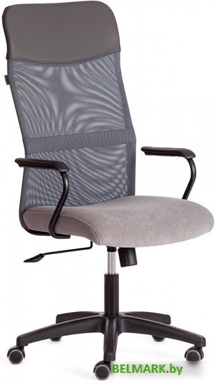 Кресло TetChair Practic флок/кожзам (серый) - фото