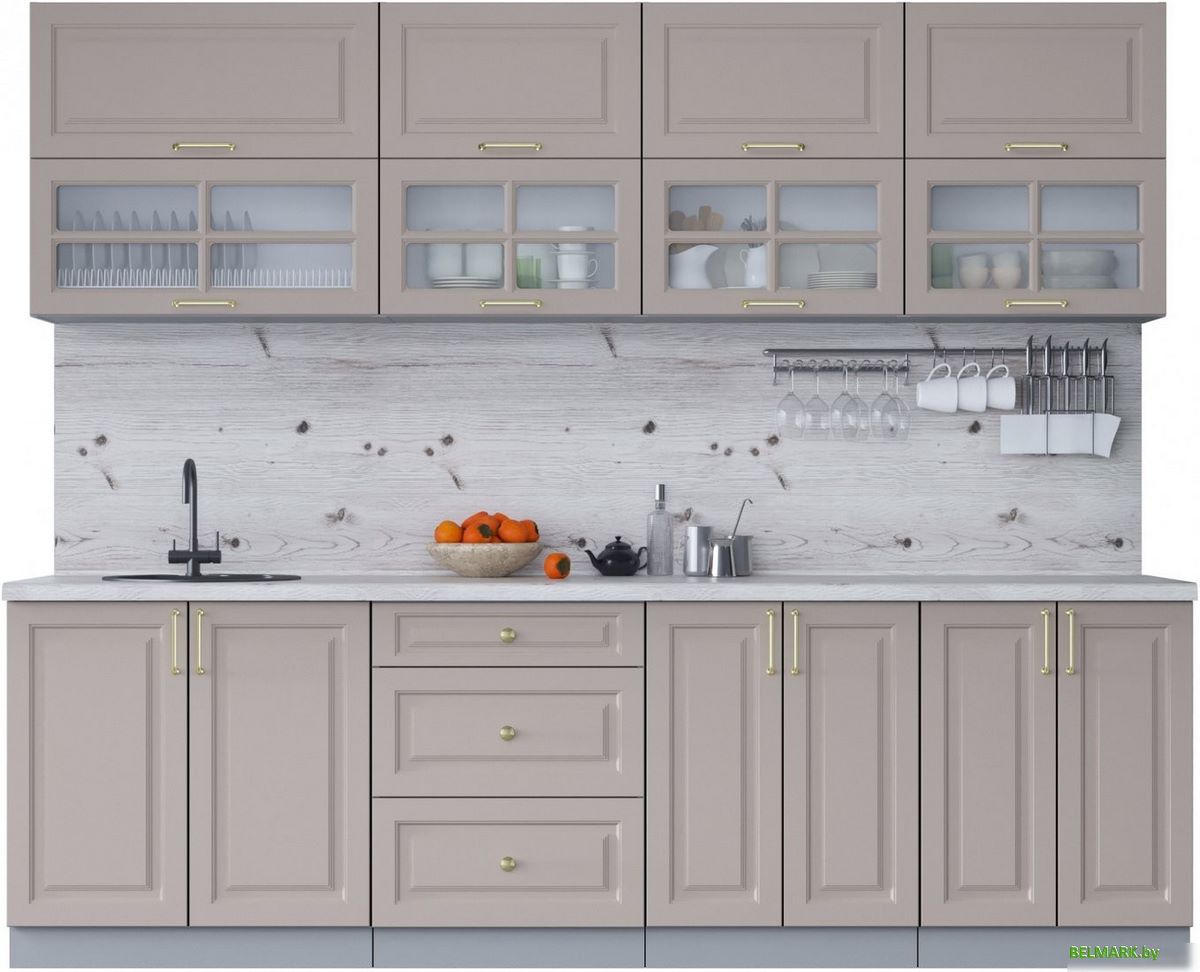 Готовая кухня Интерлиния Мила Шато 2.6Б (луна/луна/бискайская сосна) - фото