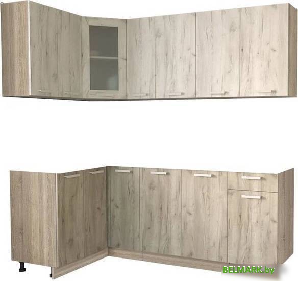 Готовая кухня Интерлиния Мила 12x21 без столешницы (дуб белый/дуб серый) - фото