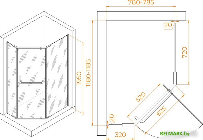 Душевой уголок RGW PA-091 35089182-11 80x120 (хром/прозрачное стекло) - фото2