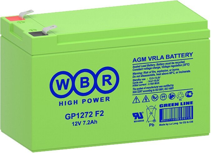 Аккумулятор для ИБП WBR GP1272 F2 (12В/7.2 А·ч) - фото