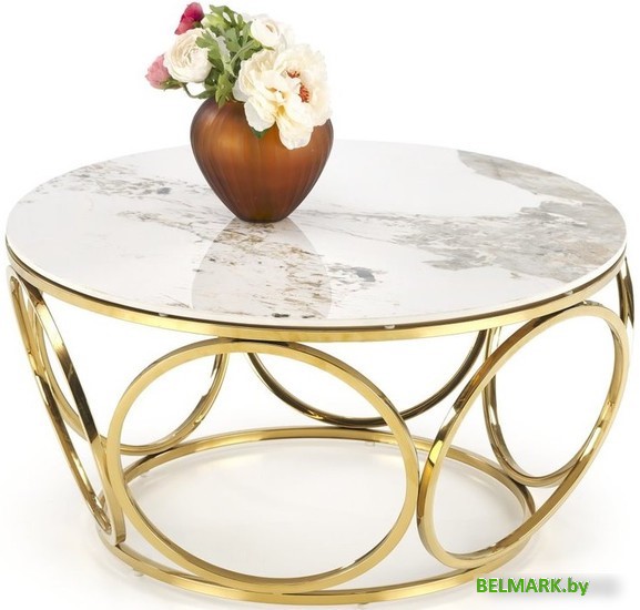 Журнальный столик Halmar Venus-2 (белый мрамор/золотой) - фото