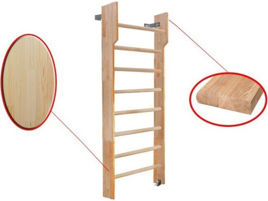 Шведская стенка (лестница) Dinamika С турником ZSO-002548 (3x1, сосна) - фото2