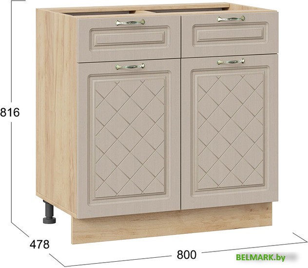 Шкаф напольный Трия Бьянка 1Н8Я1 (дуб крафт золотой/дуб кофе) - фото2