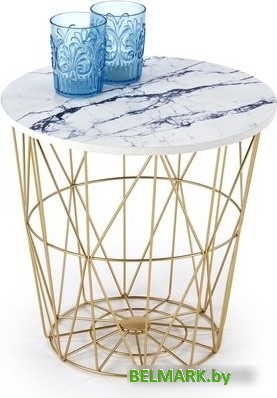Журнальный столик Halmar Harissa G (золотой/белый мрамор) - фото