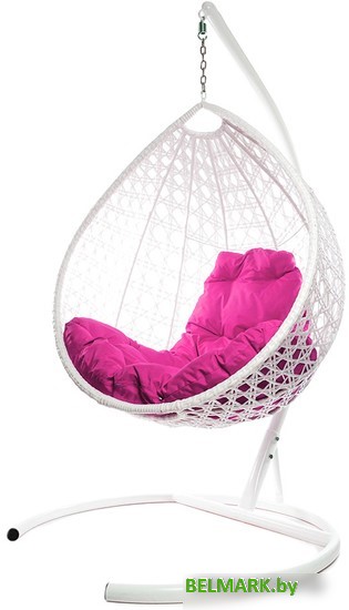 Подвесное кресло M-Group Капля Люкс 11030108 (белый ротанг/розовая подушка) - фото