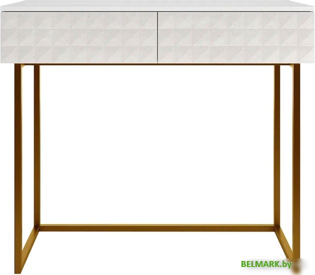 Консольный стол Shtabe Simple 7011 эко (травертин/белый/золото) - фото